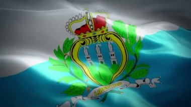 San Marino dalgalanan bayrak. Ulusal 3d Europe Cumhuriyeti bayrağı sallayarak. San Marino sorunsuz döngü animasyon iz. Avrupa Cumhuriyeti bayrağı Hd çözünürlük arka plan. San Marino bayrağı Closeup 1080p Full Hd video sunum için