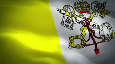 Vatikan bayrağı dalga döngü rüzgarda sallayarak. Gerçekçi Vaticano bayrak arka plan. Vatikan bayrağı döngü Closeup 1080p Full Hd 1920 x 1080 görüntüleri. Vatikan AB Avrupa ülke bayrakları / diğer Hd bayrakları kullanılabilir