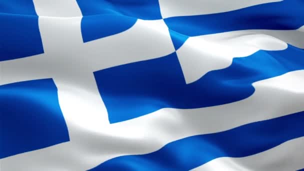 Grecia Bandera Vídeo Ondeando Viento Fondo Realista Bandera Griega Grecia — Vídeo de stock