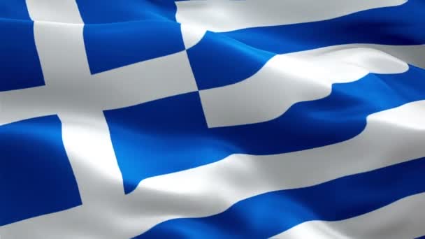 Grecia Ondeando Bandera Bandera Nacional Griega Ondeando Signo Animación Bucle — Vídeo de stock