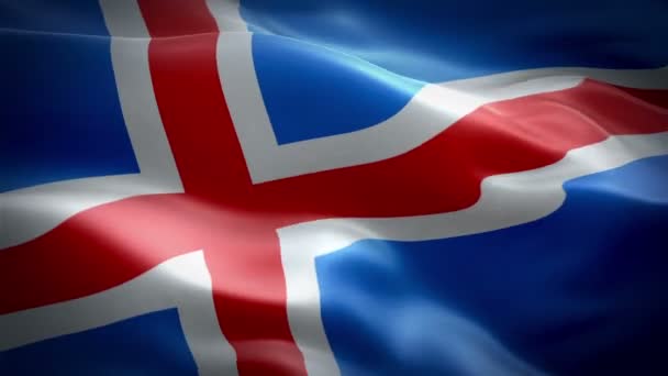 Island Vlajky Vlna Smyčka Vítr Mával Realistické Islandského Vlajku Pozadí — Stock video