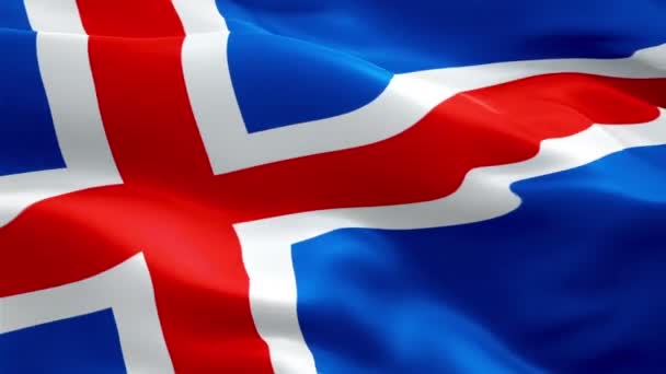 Bandera Islandia Primer Plano 1080P Full 1920X1080 Metraje Vídeo Ondeando — Vídeo de stock