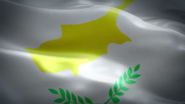 Cypriotische Vlag Zwaaien Wind Videobeelden Full Realistische Cypriotische Vlag Achtergrond — Stockvideo