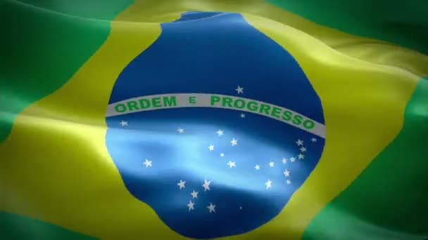 Brasil Ondeando Bandera Bandera Nacional Brasileña Ondeando Signo Animación Bucle — Vídeos de Stock