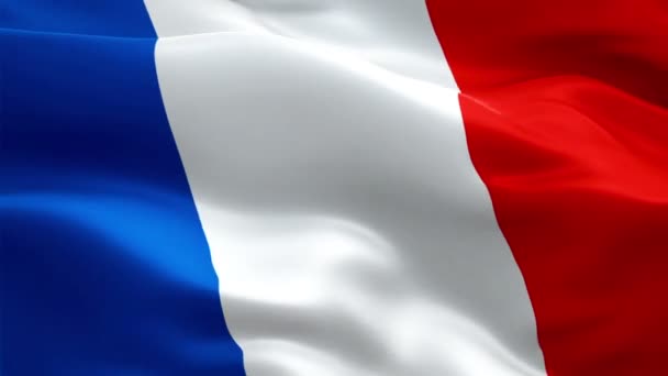 フランスの風ビデオ映像におけるビジュアルエフェクトの現実的なフランス国旗背景にひらめく旗 フランス国旗のループのクローズ アップ 1080 1920 1080 の映像 フランス 欧州国旗フル — ストック動画