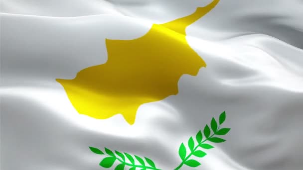 Cyprus Vlag Video Wuiven Wind Realistische Cypriotische Vlag Achtergrond Cyprus — Stockvideo