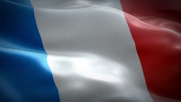 French Flag Closeup 1080P Full 1920X1080 Footage Video Waving Wind — Stock Video