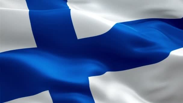 Die Finnische Flagge Weht Wind Realistische Finnische Flagge Hintergrund Finnland — Stockvideo