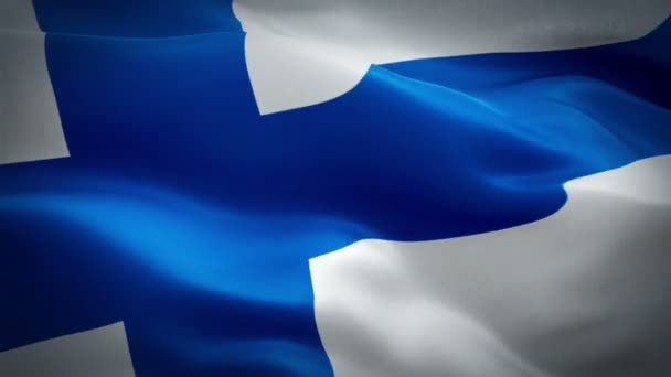 Drapeau Finlandais Agitant Dans Vent Vidéo Full Fond Réaliste Drapeau — Video