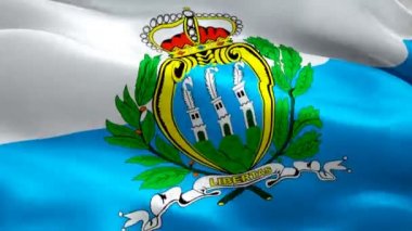 San Marino dalgalanan bayrak. Ulusal 3d Europe Cumhuriyeti bayrağı sallayarak. San Marino sorunsuz döngü animasyon iz. Avrupa Cumhuriyeti bayrağı Hd çözünürlük arka plan. San Marino bayrağı Closeup 1080p Full Hd video sunum için