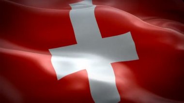 İsviçre bayrağı dalga döngü rüzgarda sallayarak. Gerçekçi İsviçre bayrağı arka plan. İsviçre bayrağı döngü Closeup 1080p Full Hd 1920 x 1080 görüntüleri. İsviçre AB Avrupa ülke bayrakları / diğer Hd bayrakları kullanılabilir
