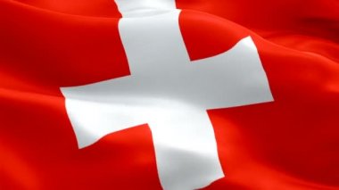İsviçre bayrağı video rüzgarda sallayarak. Gerçekçi İsviçre bayrağı arka plan. İsviçre bayrağı döngü Closeup 1080p Full Hd 1920 x 1080 görüntüleri. İsviçre AB Avrupa ülke bayrakları görüntüleri için film, haber video