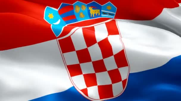 Croatian Flag Waving Wind Video Footage Full Realistic Croatian Flag — Stock Video