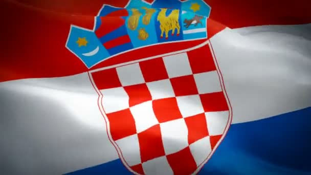 Kroatische Flaggen Wehen Wind Realistische Kroatische Flagge Hintergrund Kroatien Flag — Stockvideo