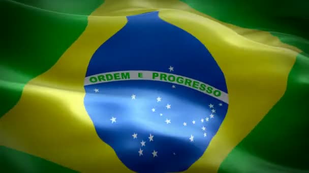 Brazil Flag Video Waving Wind Realistic Brazilian Flag Background Brazil — Stock Video