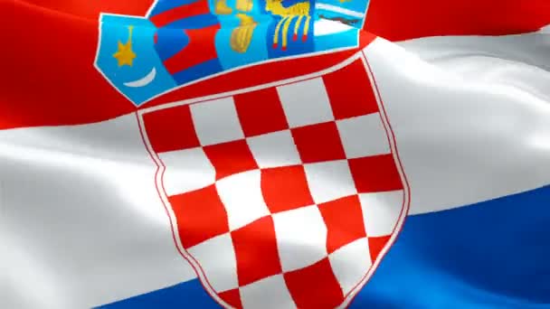 Croatia Flag Video Waving Wind Realistic Croatian Flag Background Croatia — Stock Video