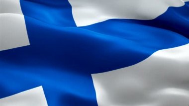 Finlandiya bayrağı dalga döngü rüzgarda sallayarak. Gerçekçi Finlandiya bayrağını arka plan. Finlandiya bayrağı döngü Closeup 1080p Full Hd 1920 x 1080 görüntüleri. Finlandiya AB Avrupa ülke bayrakları / diğer Hd bayrakları kullanılabilir