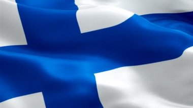 Finlandiya bayrak video rüzgarda sallayarak. Gerçekçi Finlandiya bayrağını arka plan. Finlandiya bayrağı döngü Closeup 1080p Full Hd 1920 x 1080 görüntüleri. Finlandiya AB Avrupa ülke bayrakları görüntüleri için film, haber video