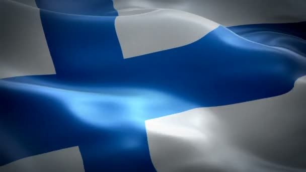 Drapeau Finlandais Agitant Dans Vent Vidéo Full Fond Réaliste Drapeau — Video