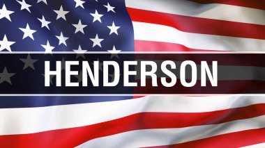 Henderson şehir ABD bayrağı arka plan, 3d render üzerinde. Amerika Birleşik Devletleri bayrağı rüzgarda sallayarak. Gurur Amerikan bayrağı sallayarak, bize Henderson şehir kavramı. Bize Amerikan sembolü ve Henderson adam