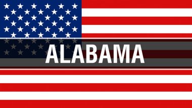 Alabama Eyalet ABD bayrağı arka plan, 3d render üzerinde. Amerika Birleşik Devletleri bayrağı rüzgarda sallayarak. Gurur Amerikan bayrağı sallayarak, bize Alabama devlet kavramı. Bize sembolü ve Amerikan Alabama adam