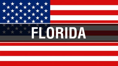 Florida devlet ABD bayrağı arka plan, 3d render üzerinde. Amerika Birleşik Devletleri bayrağı rüzgarda sallayarak. Gurur Amerikan bayrağı sallayarak, bize Florida devlet kavramı. Bize sembolü ve Amerikan Florida adam