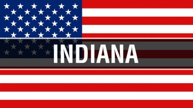 Indiana devlet ABD bayrağı arka plan, 3d render üzerinde. Amerika Birleşik Devletleri bayrağı rüzgarda sallayarak. Gurur Amerikan bayrağı sallayarak, bize Indiana devlet kavramı. Bize sembolü ve Amerikan Indiana adam