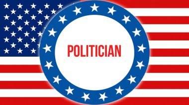 politikacı seçim bir ABD arka planda, 3d render. Amerika Birleşik Devletleri bayrağı rüzgarda sallayarak. Oylama, özgürlük demokrasi, politikacı kavramı. Bize başkanlık seçimleri afiş adam