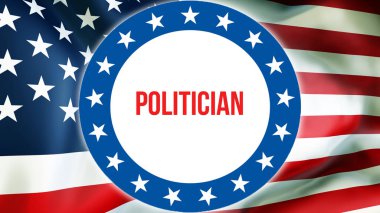 politikacı seçim bir ABD arka planda, 3d render. Amerika Birleşik Devletleri bayrağı rüzgarda sallayarak. Oylama, özgürlük demokrasi, politikacı kavramı. Bize başkanlık seçimleri afiş adam