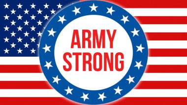 Ordu güçlü seçim bir ABD arka planda, 3d render. Amerika Birleşik Devletleri bayrağı rüzgarda sallayarak. Oylama, özgürlük demokrasi, ordu güçlü kavramı. Bize başkanlık seçimleri afiş adam