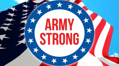 Ordu güçlü seçim bir ABD arka planda, 3d render. Amerika Birleşik Devletleri bayrağı rüzgarda sallayarak. Oylama, özgürlük demokrasi, ordu güçlü kavramı. Bize başkanlık seçimleri afiş adam