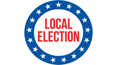 yerel seçim seçim bir ABD arka planda, 3d render. Amerika Birleşik Devletleri bayrağı rüzgarda sallayarak. Oylama, özgürlük demokrasi, yerel seçim kavramı. Bize başkanlık seçimleri afiş adam