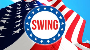 Seçim bir ABD arka plan üzerinde 3d render salıncak. Amerika Birleşik Devletleri bayrağı rüzgarda sallayarak. Oylama, özgürlük demokrasi, Swing kavramı. Bize başkanlık seçimleri afiş adam