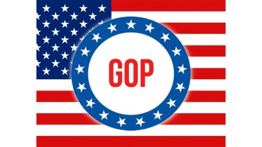 gop election on a USA background, 3D rendering. United States of America flag waving in the wind. Voting, Freedom Democracy, gop concept. US Presidential election banner backgroun clipart