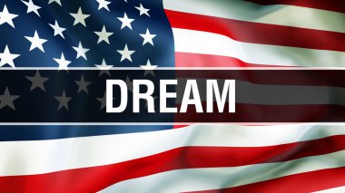 ABD bayrağı arka, 3d render hayal ediyorum. Amerika Birleşik Devletleri bayrağı rüzgarda sallayarak. Gurur Amerikan bayrağı sallayarak, Amerikan rüyasını kavramı. Bize Amerikan rüyası işareti adam ile sembol