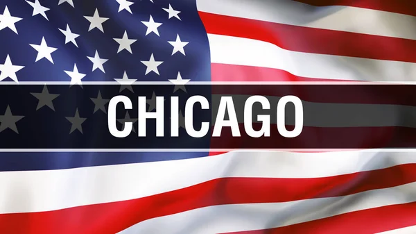 Chicago City Usa Flag Background Rendering United States America Flag — Stock Photo, Image