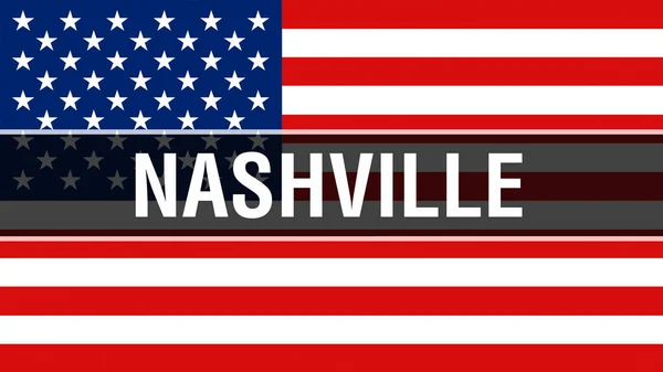 Город Нэшвилл Фоне Флага Сша Рендеринг Флаг Соединенных Штатов Америки — стоковое фото
