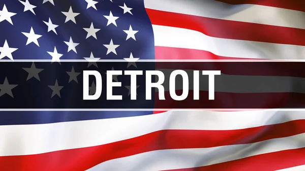 Detroit City Usa Flag Background Rendering United States America Flag — Stock Photo, Image