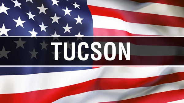Cidade Tucson Fundo Bandeira Dos Eua Renderização Bandeira Dos Estados — Fotografia de Stock