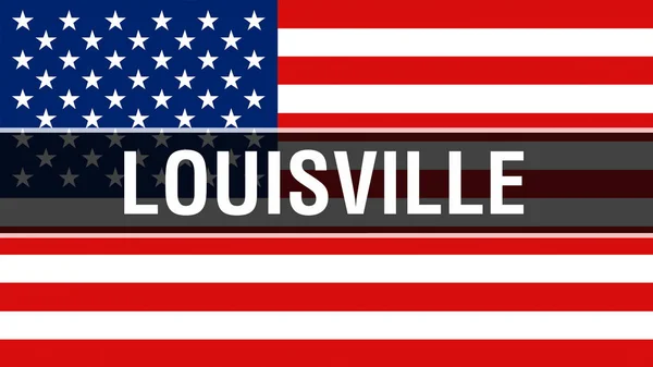 Louisville Stad Usa Flagga Bakgrund Rendering Sverige Flagga Vajande Vinden — Stockfoto