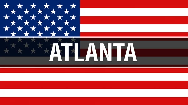Атланта Сити Фоне Флага Сша Рендеринг Флаг Соединенных Штатов Америки — стоковое фото
