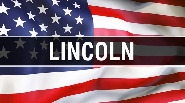 Lincoln City Usa Flag Background Rendering United States America Flag — Stock Photo, Image