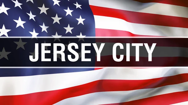 Jersey City Város Egy Usa Zászló Háttér Leképezést Amerikai Egyesült — Stock Fotó