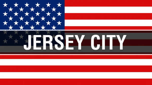 Jersey City Város Egy Usa Zászló Háttér Leképezést Amerikai Egyesült — Stock Fotó