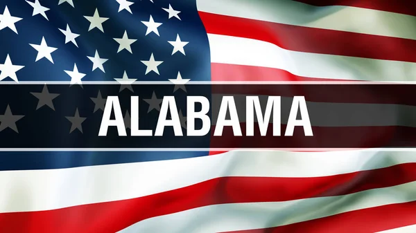 Alabama Estado Fundo Bandeira Dos Eua Renderização Bandeira Dos Estados — Fotografia de Stock