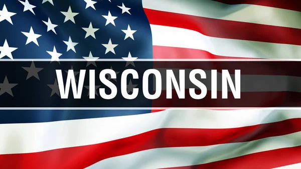 Wisconsin Estado Fundo Bandeira Dos Eua Renderização Bandeira Dos Estados — Fotografia de Stock