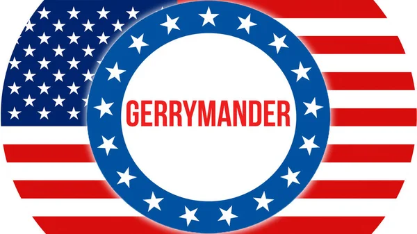 gerrymander election on a USA background, 3D rendering. United States of America flag waving in the wind. Voting, Freedom Democracy, gerrymander concept. US Presidential election banner backgroun