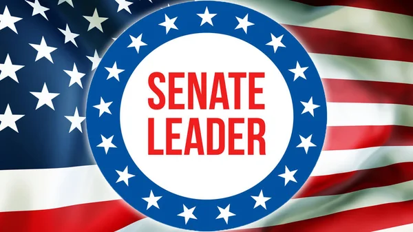 Senate Leader election on a USA background, 3D rendering. United States of America flag waving in the wind. Voting, Freedom Democracy, Senate Leader concept. US Presidential election banner backgroun