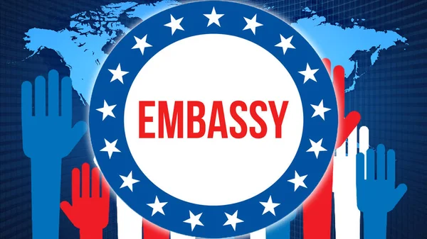 Botschaftswahl Vor Einem Weltweiten Hintergrund Darstellung Weltkarte Als Politisches Hintergrundkonzept — Stockfoto