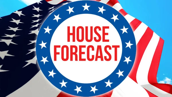 House Forecast  election on a USA background, 3D rendering. United States of America flag waving in the wind. Voting, Freedom Democracy, House Forecast  concept. US Presidential election banner backgroun